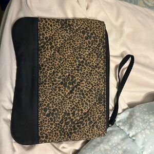 Lands' End Leopard Print Cosmetic Bag - Black and Brown